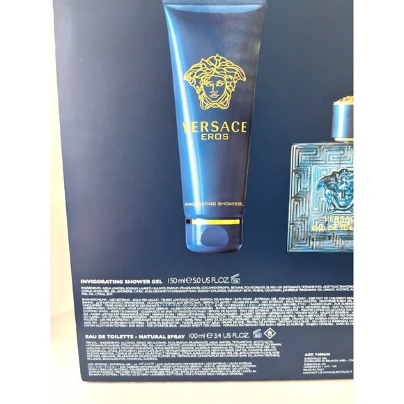 Versace Eros Pour Homme 100ml EDT + 150ml Shower Gel Gift Set Men’s Fragrance - Picture 4 of 6